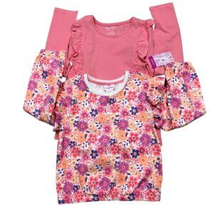 Tommy Bhama 2-Pack Girls Long Sleeve Tops Ruffle Design Floral & Solid  Size7/8
